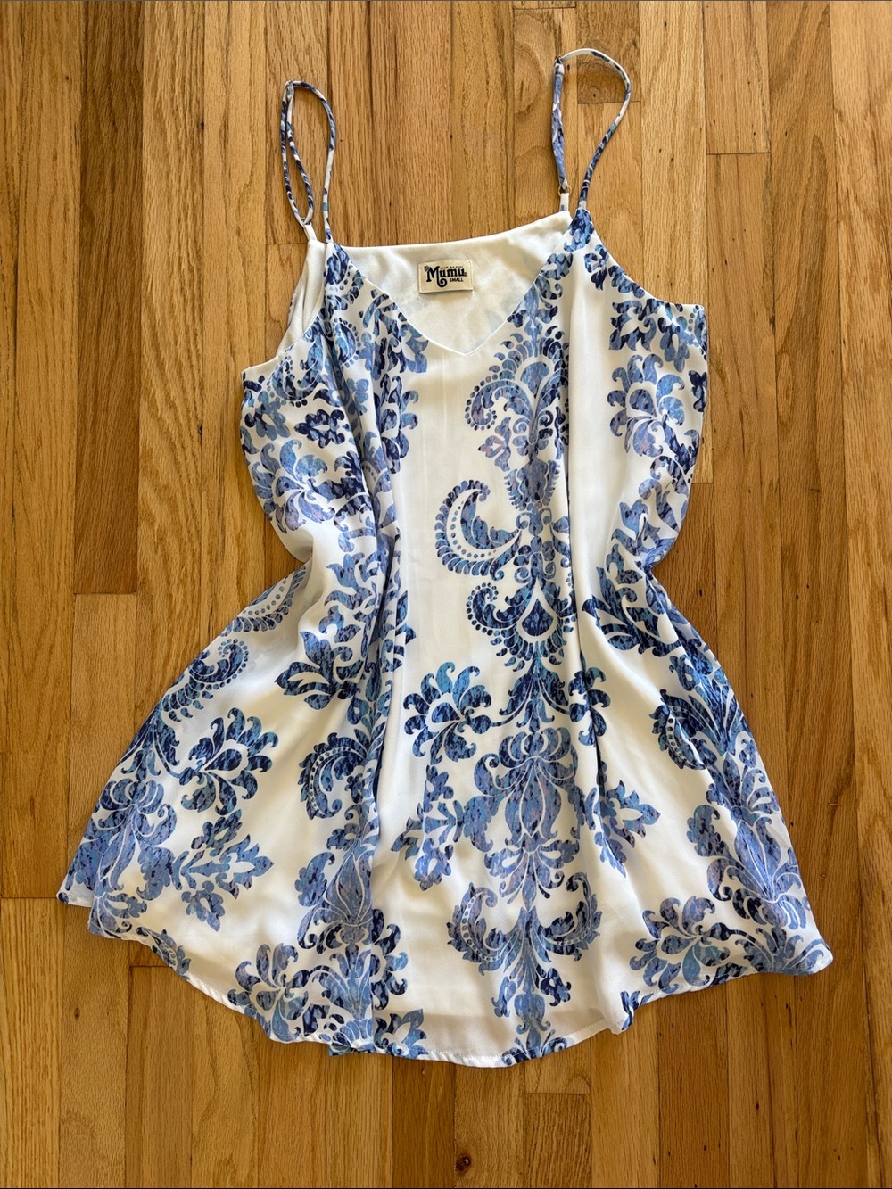 Floral Mini Dress in White & Blue